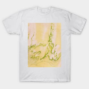 Green, yellow, white acrylic pour T-Shirt